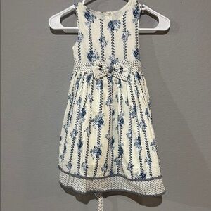 Laura Ashley London cottage core  6 White and Blue Sleeveless Sundress